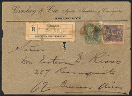 PARAGUAY: Front Of Registered Cover Sent From Asunción To Argentina On 22/SE/1897 Franked With 40c. (Sc.37 + 41), Minor  - Paraguay