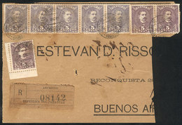 PARAGUAY: Front Of Registered Cover Sent From Asunción To Argentina On 8/DE/1897, With Spectacular Postage Of 40c. Combi - Paraguay