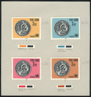 PERU: Sc.C279/280, 1970 Motherhood And UNICEF, PROOFS With A Different Face Value (Soles 7.10) In 4 Different Colors, Gl - Perú