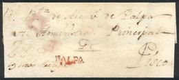 PERU: Circa 1800, Folded Cover Sent To Pisco With Orange-red PALPA Mark Very Well Applied, Rare!" - Pérou