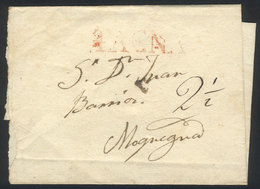 PERU: Circa 1811, Undated Folded Cover Sent To Moquegua, With Red TACNA Mark And 2½ Rating In Pen, Scarce!" - Perú