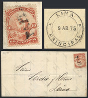 PERU: Entire Letter Sent From Paita To Lima On 7/AP/1875, Franked By Sc.17 (Llama 10c. Vermilion) With Straightline PAIT - Peru