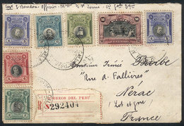 PERU: Registered Cover Franked By Sc.210/1 + 212 X2 + 214 + 216/7, Sent From Callao To France In 1923, VF Quality, Very  - Pérou