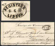 PORTUGAL: Official Cover Sent By The Postmaster Of Portugal On 18/JUN/1866 To His Colleage In Argentina, Oval Mark REGIS - Sonstige & Ohne Zuordnung