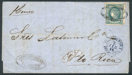 PUERTO RICO: 2/FE/1865 PONCE - Puerto Rico: Entire Letter Franked By Cuba Sc.18 (½R. Green Of 1864) With Mute Cancel Of  - Porto Rico