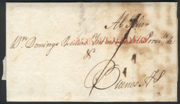 URUGUAY: 25/NO/1807 MONTEVIDEO - Buenos Aires: Entire Letter Signed By MATHEO MAGARIÑOS, With Straightline MONTEVIDEO In - Uruguay