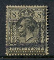 GB 1912-13 KGV Portrait 8d Black On Yellow FU - Unclassified