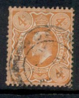 GB 1909-10 KEVII Portrait 4d Pale Orange FU - Unclassified