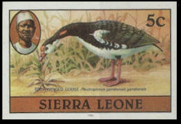 SIERRA LEONE 1980 Birds Goose 5c Imprint 1982 Wmk CA IMPERF - Coucous, Touracos