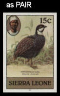 SIERRA LEONE 1980 Birds Green Blue Quail 15c Imp.1983 IMPERF.PAIR - Oies