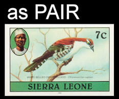 SIERRA LEONE 1980 Birds Didric Cuckoo 7c Imp.1982 Wmk CA IMPERF.PAIR - Oies