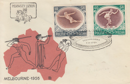 Enveloppe  FDC   1er   Jour    POLOGNE     JEUX   OLYMPIQUES  De   MELBOURNE   1956 - Estate 1956: Melbourne