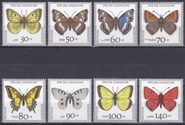 Deutschland Germany BRD 1991 Tiere Fauna Animals Schmetterlinge Butterflies Papillon Mariposa Farfalle, Mi. 1512-9 ** - Unused Stamps