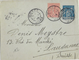 1906 - SEMEUSE Sur ENVELOPPE ENTIER SAGE De MOREZ (JURA) => LAUSANNE (SUISSE) - Enveloppes Types Et TSC (avant 1995)