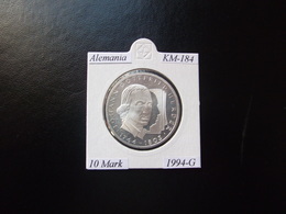 ALEMANIA 1994-G, 10 MARK, KM-184, PLATA, PROOF, 2 ESCANER - Andere & Zonder Classificatie