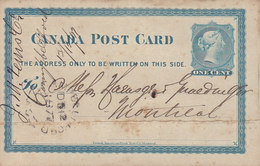 Canada Postal Stationery Ganzsache Entier 1c. Victoria British-American Bank Note Co. CAMPBELLFORD 1877 (2 Scans) - 1860-1899 Regno Di Victoria