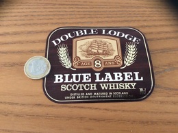 Etiquette Ecosse « SCOTCH WHISKY - DOUBLE LODGE - BLUE LABEL AGE 8 ANS » (voilier) - Whisky