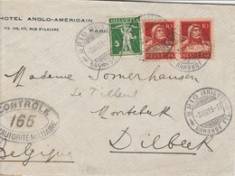 Suisse (Brig) Vers Mortebeek (Dilbeek) - Contrôle Autorité Militaire 165 - Fortune Cancels (1919)