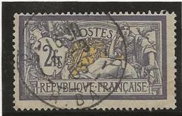 TYPE MERSON - N° 122 OBLITERE -2 FRS VIOLET ET JAUNE -  ANNEE 1900 - COTE : 90 € - 1900-27 Merson