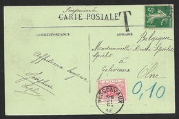 2 Cartes Postales Taxées TX27 Oblitération Oostende 4 VIII 1912 Et Nessonvaux Le 21 IX 1912 (lot 626) - Autres & Non Classés