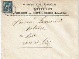 1899 - Enveloppe à Entête Des Etablissements MOTRON "VINS EN GROS" à Bourdonné (Seine Et Oise) - Alimentos