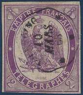 France Timbres Telegraphes N°4  2fr Violet Oblitéré Dateur Ondulé De Tourcoing TTB - Telegramas Y Teléfonos