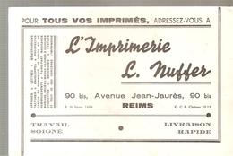 Buvard Imprimerie L. NUFFER 90 Bis, Rue Jean Jaurès à REIMS - Papeterie