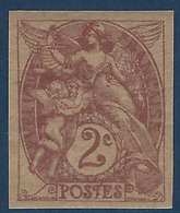 France Type Blanc N°108c**,2c Papier GC Non Dentelé Fraicheur Postale - 1900-29 Blanc