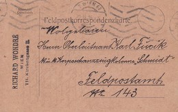 Feldpostkarte Wien Nach K.u.k. Korpsschanzzeugkolonne "Schmidt" Feldpost 143 - 1916 (38791) - Cartas & Documentos