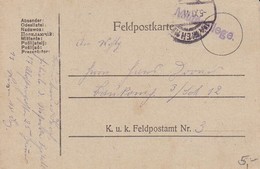 Feldpostkarte Militärpflege Wien 18 Nach Feldpost 3 - 1917 (38796) - Briefe U. Dokumente