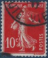 France Semeuse Camée N°138e, 10c Rouge écarlate Oblitéré, Bien Centré Signé Calves - 1906-38 Semeuse Camée