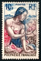 POLYNESIE 1958 - Yv. 9 Obl.   Cote= 3,00 EUR - Jeune Fille Au Coquillage  ..Réf.POL23519 - Gebruikt