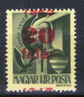 Hungary 1945. Assistant Stamp With The Red Overprint Big Dislocation ! MNH (**) - Varietà & Curiosità