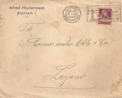 Motiv Brief  "Hindermann, Zürich"  (Flagge: "Internat.Flugmeeting Zürich")           1922 - Storia Postale
