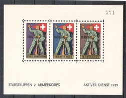 Schweiz Soldatenmarken Kommandostäbe Stab 2. Armeekorps * 1939 Ter. Mitr. Kp. 22 Ter. Füs. Kp. 22 - Vignettes