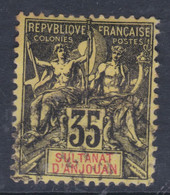 Anjouan N° 17 O  Type Groupe : 35 C. Noir Sur Jaune Oblitération Très  Légère, TB - Used Stamps