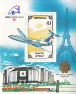 1989 Mongolia Aviation Paris Mongolian Airlines Complete Souvenir Sheet MNH - Mongolia