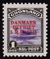 1945. DANMARK BEFRIET 5 MAJ 1945 Overprint. 1 Øre Olive/violet Seal On An Ice-floe. R... (Michel 17) - JF102091 - Unused Stamps