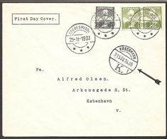 1938. Christian X And Polar Bear. 7 Øre Yellow Green + 1 øre. FDC EGEDESMINDE 29-11-3... (Michel 3+ FDC) - JF120112 - Lettres & Documents