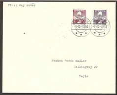 1938. Christian X And Polar Bear. 10 Øre Dark Violet + 5 ØRE. Fdc. CHRISTIANSHAAB -1-... (Michel 4+ FDC) - JF120113 - Storia Postale