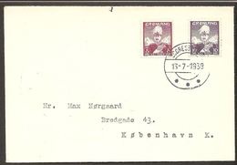 1938. Christian X And Polar Bear. 10 Øre Dark Violet + 5 ØRE. FDC. SCORESBYSUND -13-7... (Michel 4+ FDC) - JF120117 - Lettres & Documents