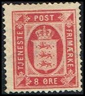 1875. Official. 8 Øre Rosa. Perf. 14x13½ INVERTED WATERMARK. (Michel D6YA) - JF309677 - Officials