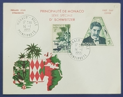 1955 FDC, Principauté De Monaco, Serie Speciale, Dr.Schweitzer - Briefe U. Dokumente