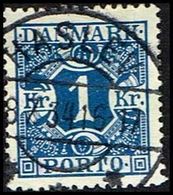 1921. Postage Due. Porto. 1 Kr. Blue LUXUS: HASLEV 8. 7. 34. (Michel P17) - JF316961 - Port Dû (Taxe)