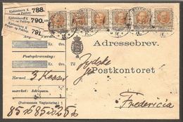 1907. King Frederik VIII. 100 Øre Olive-brown In 6-stripe On Adressebrev Til Jydske J... (Michel 59) - JF120230 - Brieven En Documenten
