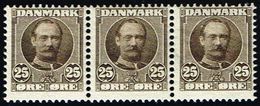 1907. King Frederik VIII. 25 Øre Grey-brown 3-STRIP. (Michel 56) - JF158591 - Nuovi