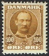 1907. King Frederik VIII. 100 Øre Olive-brown. Very Scarce Stamp. Lineperforation 12½... (Michel 59) - JF161605 - Nuovi