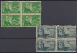 1940-272 CUBA REPUBLICA. 1940. Ed.344-45. JOSE MARIA HEREDIA POET. BLOCK 4 MNH. - Unused Stamps