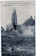 Loo Lo-Reninge Eglise Et Rue Après Bombardement "Belgische Legerpost " Geschreven Stempel - Lo-Reninge