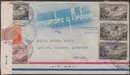 1931-H-91 CUBA REPUBLICA. 1931. AIR COVER WWII BILBAO CENSORSHIP POSTMARK TO ASTURIAS. - Lettres & Documents